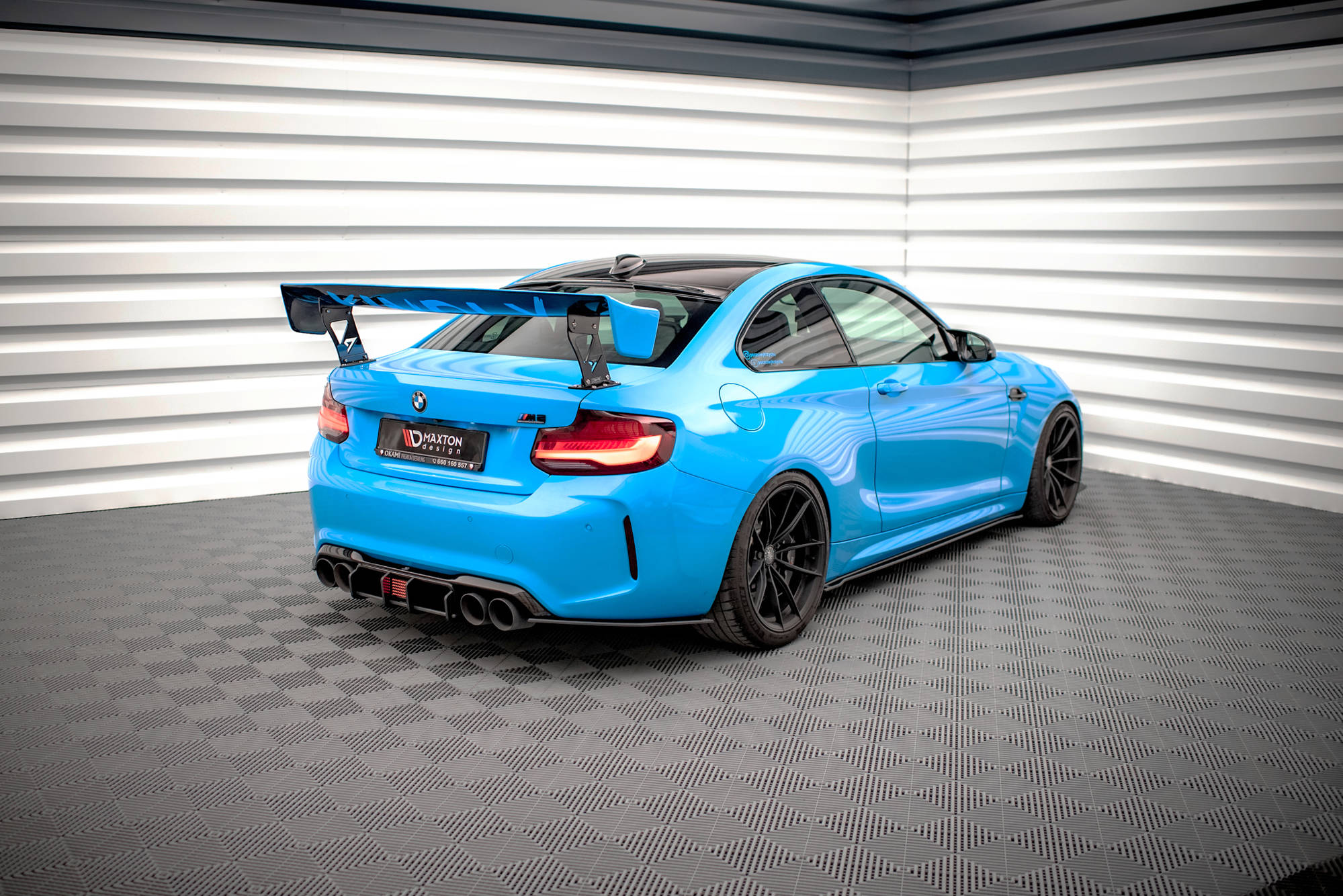 Street Pro Heckschürze Heck Ansatz Diffusor passend für BMW M2 F87 schwarz-rot