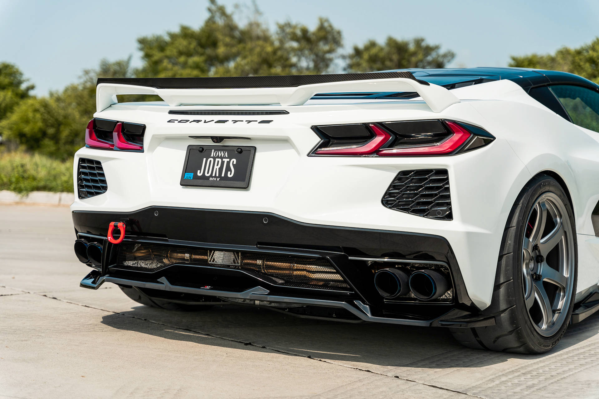 Street+ Mittlerer Diffusor Heck Ansatz passend für Chevrolet Corvette C8 schwarz Hochglanz