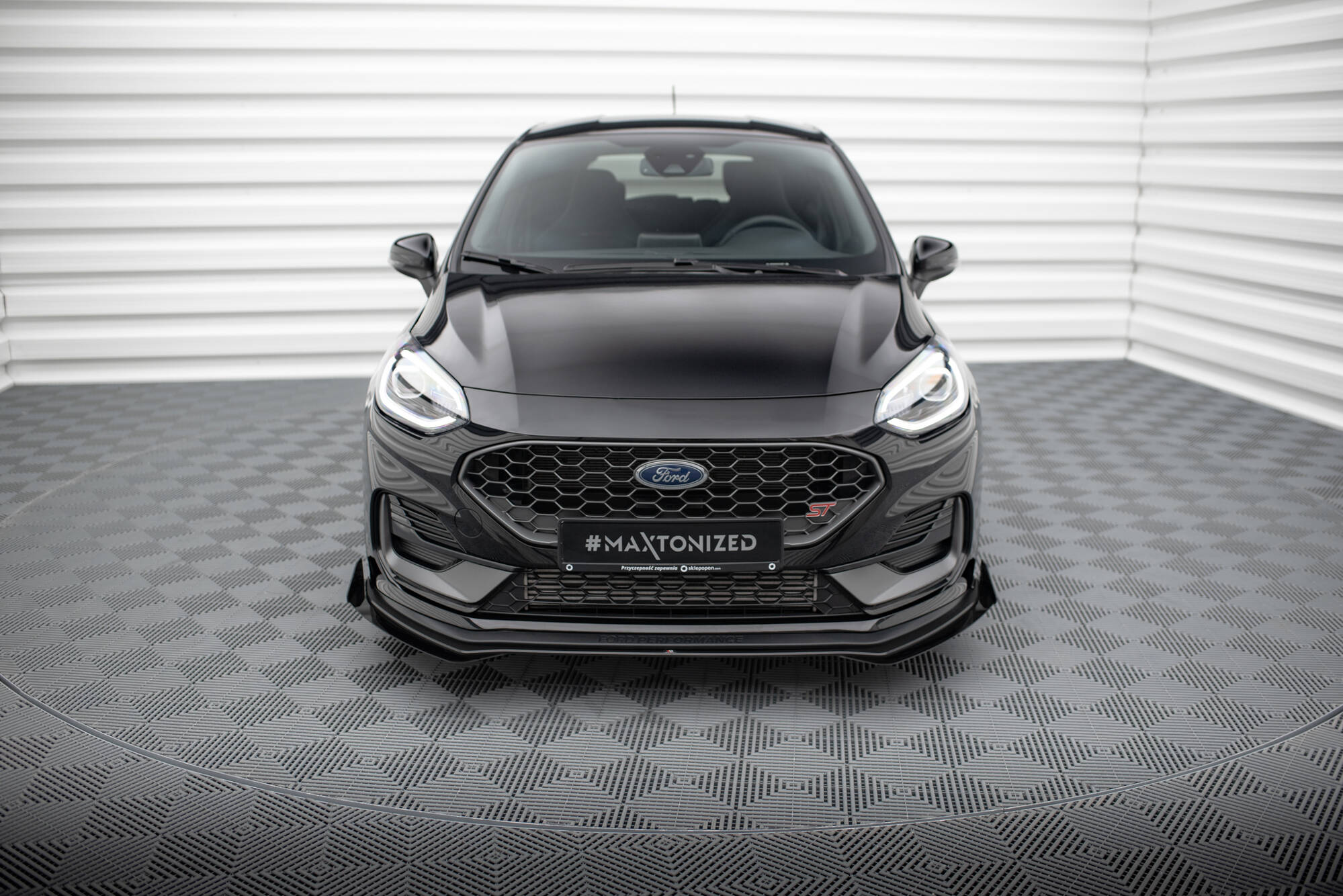 Street Pro Spoilerlippe Front Ansatz + Flaps passend für Ford Fiesta ST Mk8 FL schwarz Hochglanz