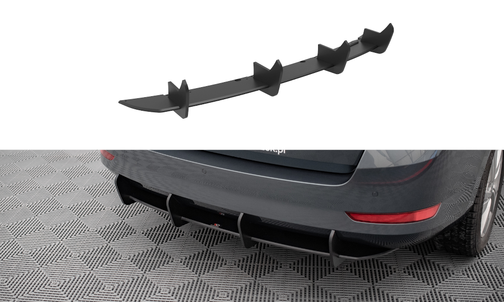 Street Pro Heckschürze Heck Ansatz Diffusor passend für Skoda Fabia Combi Mk3 FL schwarz-rot