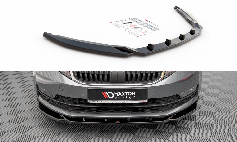 Street+ Spoilerlippe Front Ansatz V.2 passend für Skoda Octavia Mk3 FL schwarz Hochglanz
