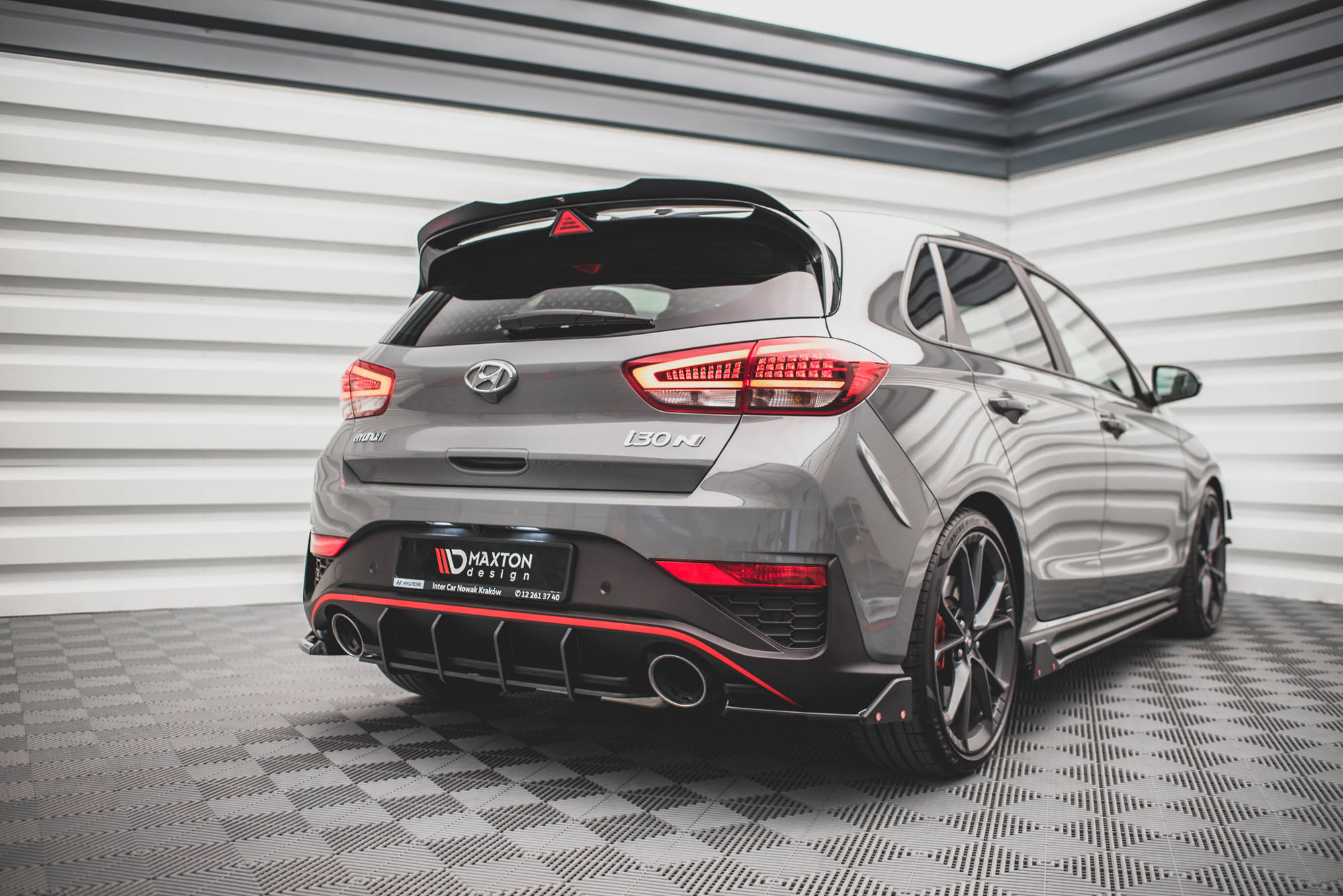 Street Pro Heckschürze Heck Ansatz Diffusor passend für Hyundai I30 N Hatchback Mk3 FL rot
