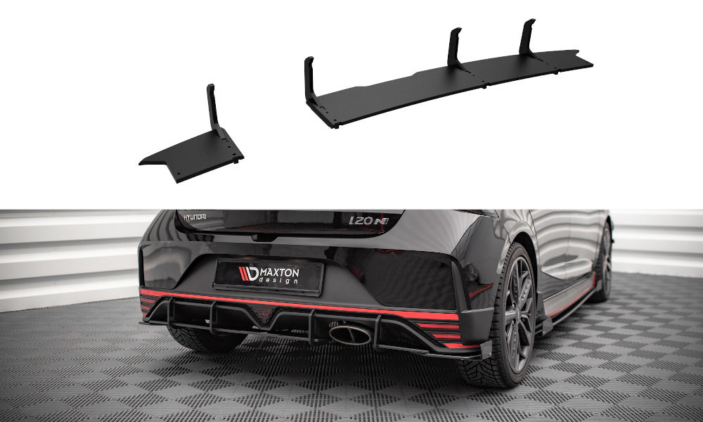 Street Pro Heckschürze Heck Ansatz Diffusor passend für Hyundai I20 N Mk3 schwarz-rot