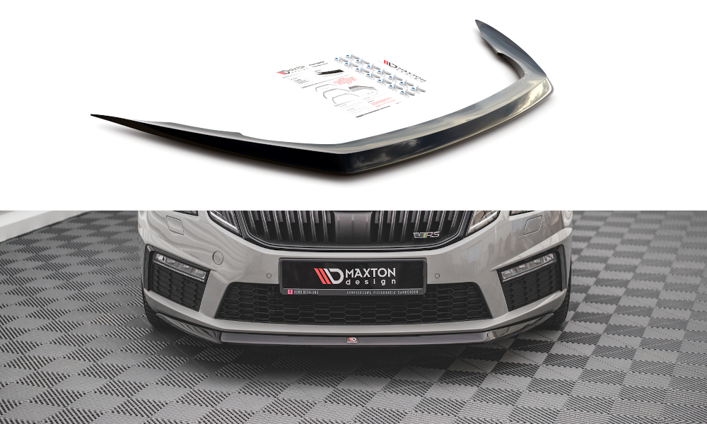 Street+ Spoilerlippe Front Ansatz V.1 passend für Skoda Octavia RS Mk3 FL schwarz Hochglanz