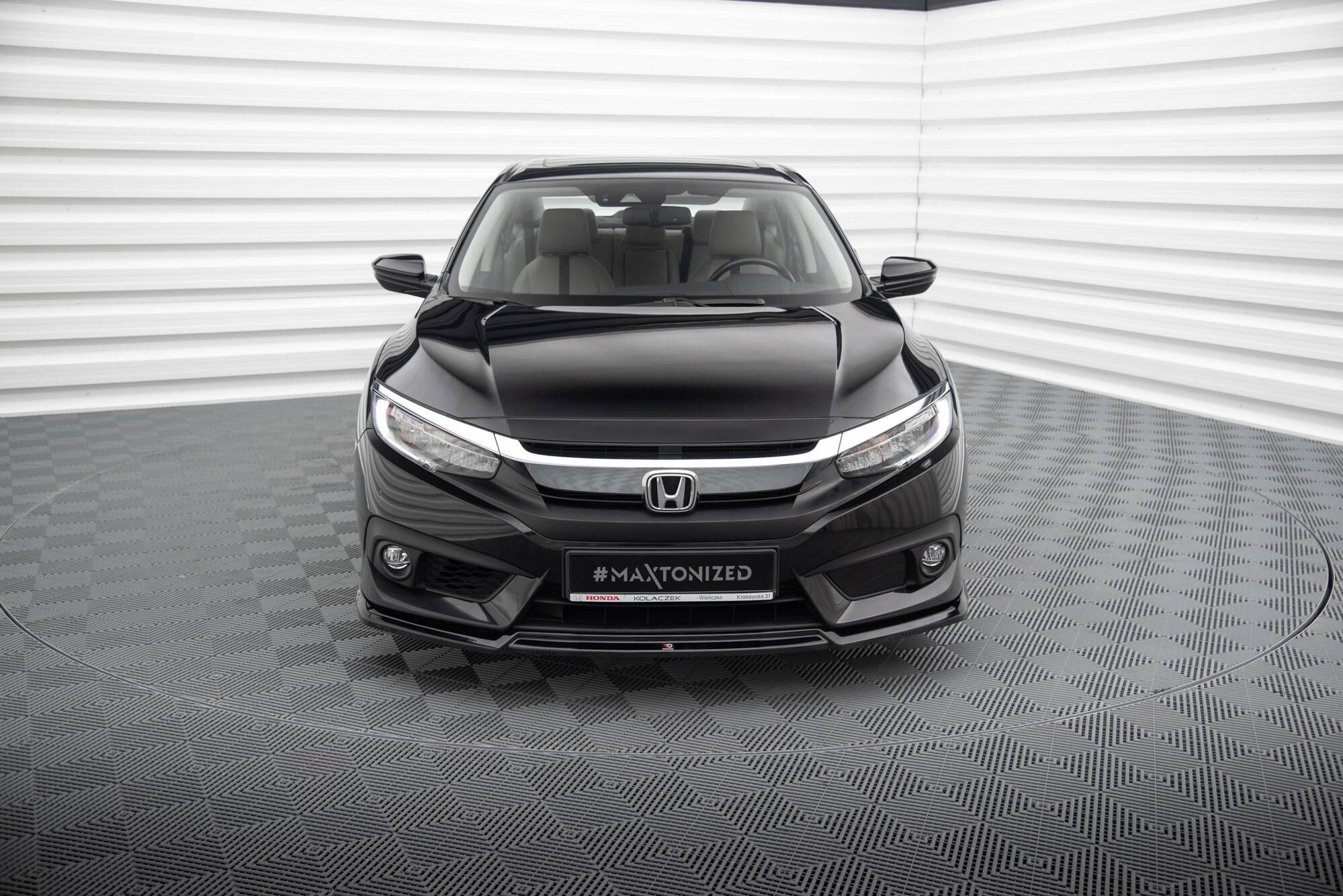 Street+ Spoilerlippe Front Ansatz V.2 passend für Honda Civic Limousine Mk10 schwarz Hochglanz