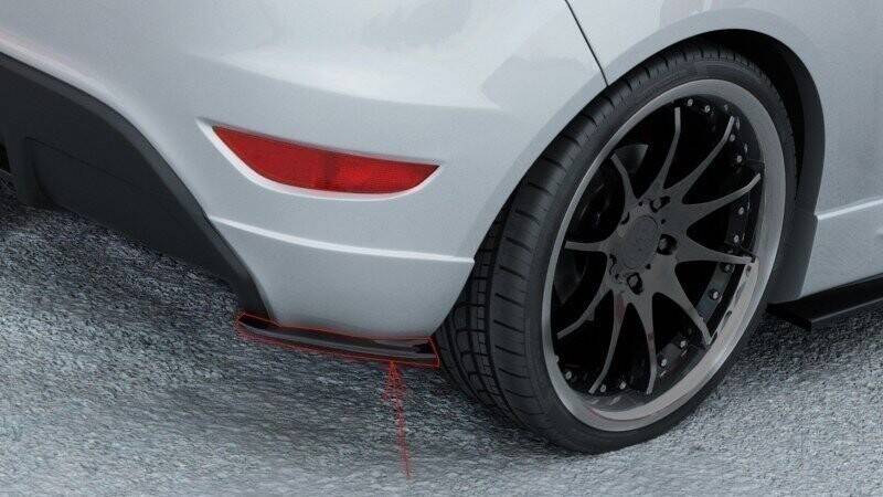 Heck Ansatz Flaps Diffusor für FORD FIESTA MK7 ST / STLINE / ZETEC S schwarz Hochglanz