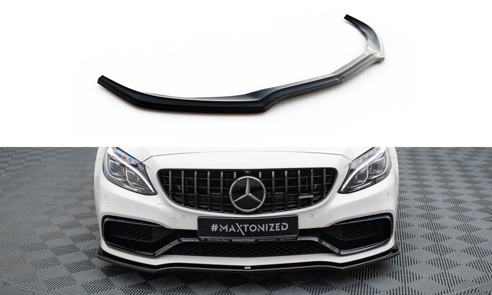 Street+ Spoilerlippe Front Ansatz V.1 passend für Mercedes-AMG C63 Limousine / Kombi W205 / S205 schwarz Hochglanz