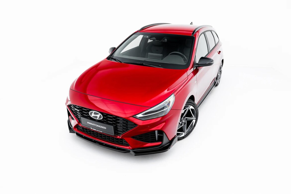 Frontlippe V.1 passend für Hyundai I30 N-Line Wagon Mk3 Facelift schwarz Hochglanz + Flaps matt