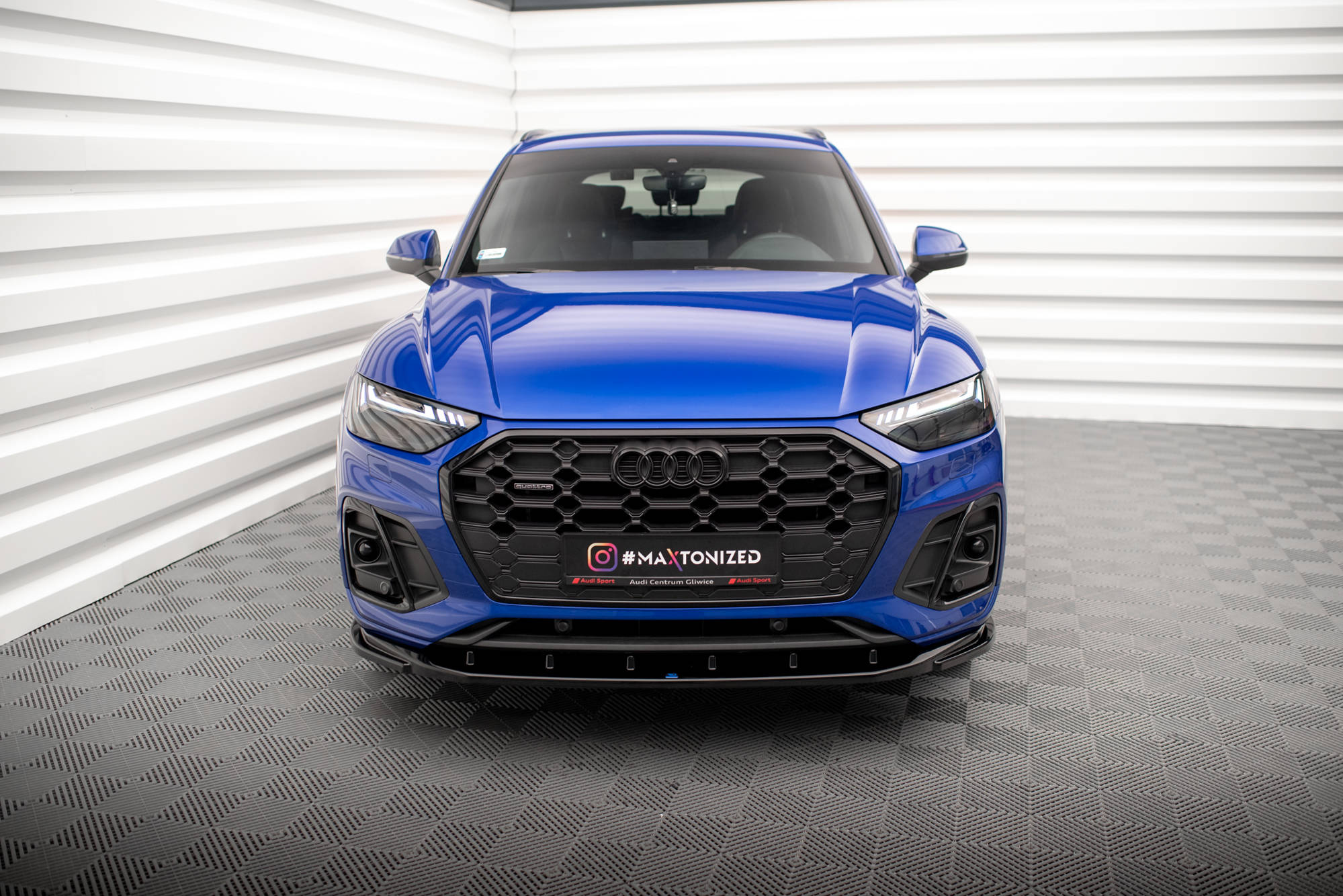 Street+ Spoilerlippe Front Ansatz V.2 passend für Audi SQ5 / Q5 S-Line SUV / Sportback Mk2 FL schwarz Hochglanz