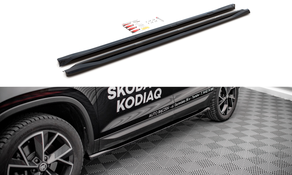 Street+ Seitenschweller Leisten passend für Skoda Kodiaq Mk1 FL schwarz Hochglanz
