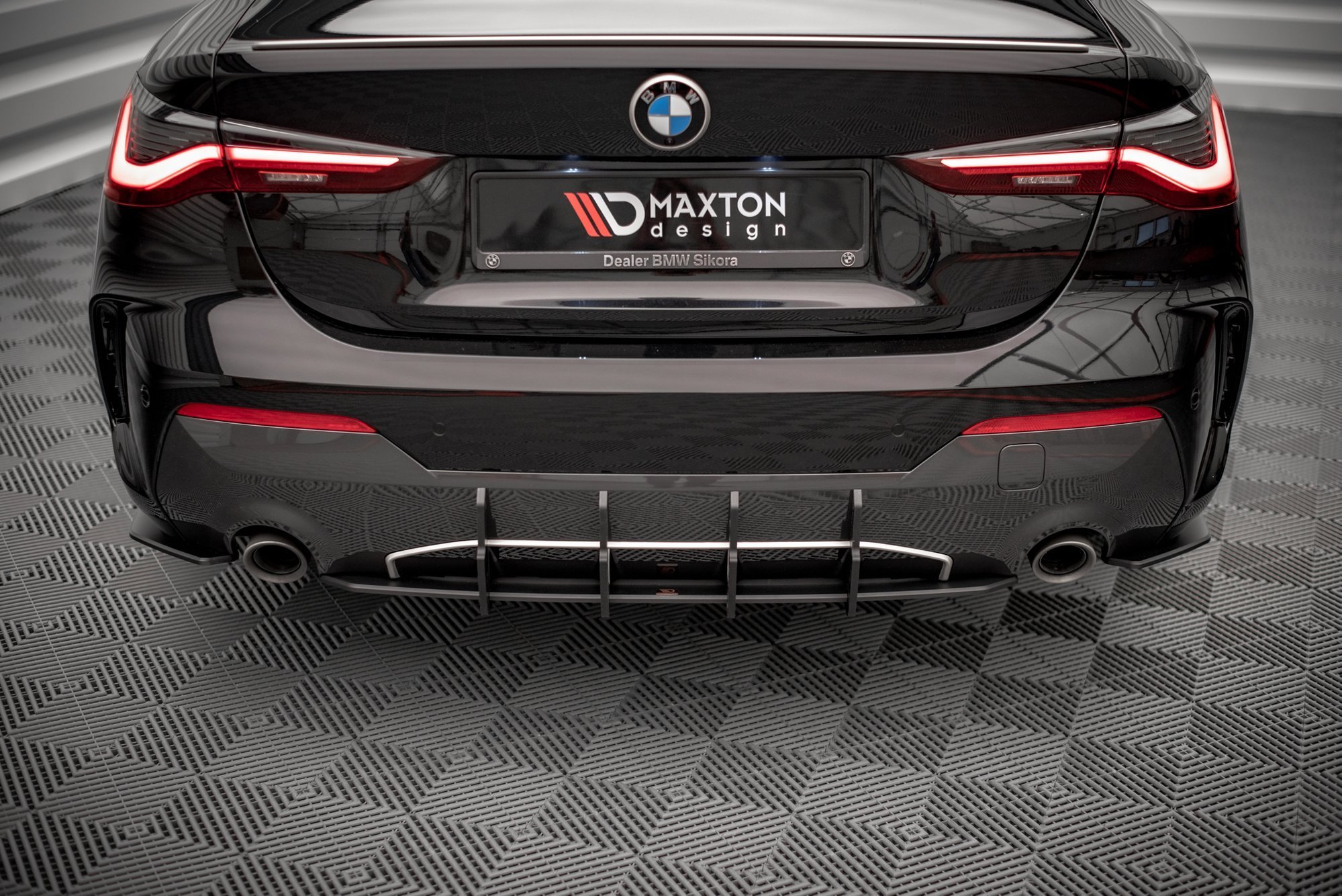 Street Pro Heckschürze Heck Ansatz Diffusor passend für BMW 4er M-Paket G22 schwarz-rot