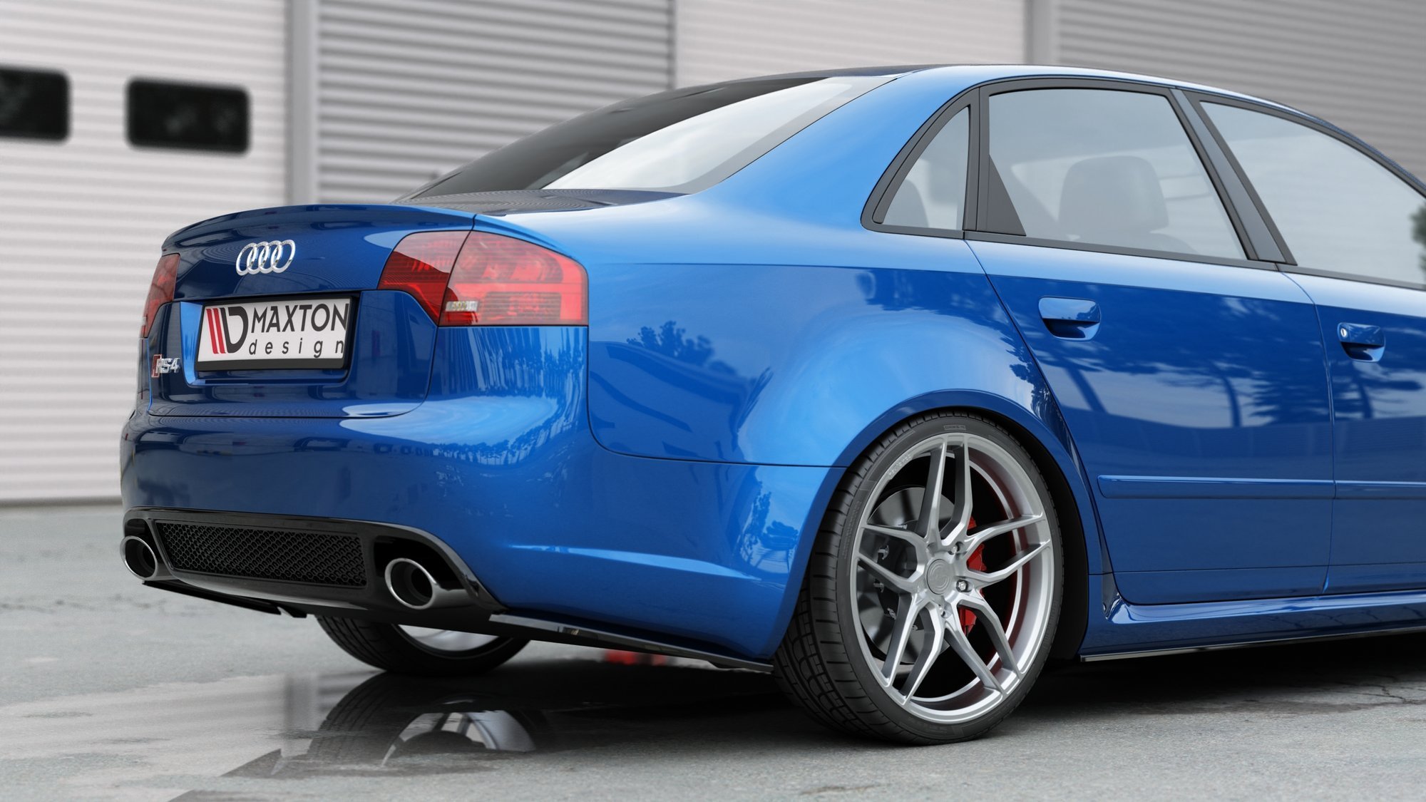 Heck Ansatz Flaps Diffusor V.1 für Audi RS4 Limousine B7 schwarz Hochglanz