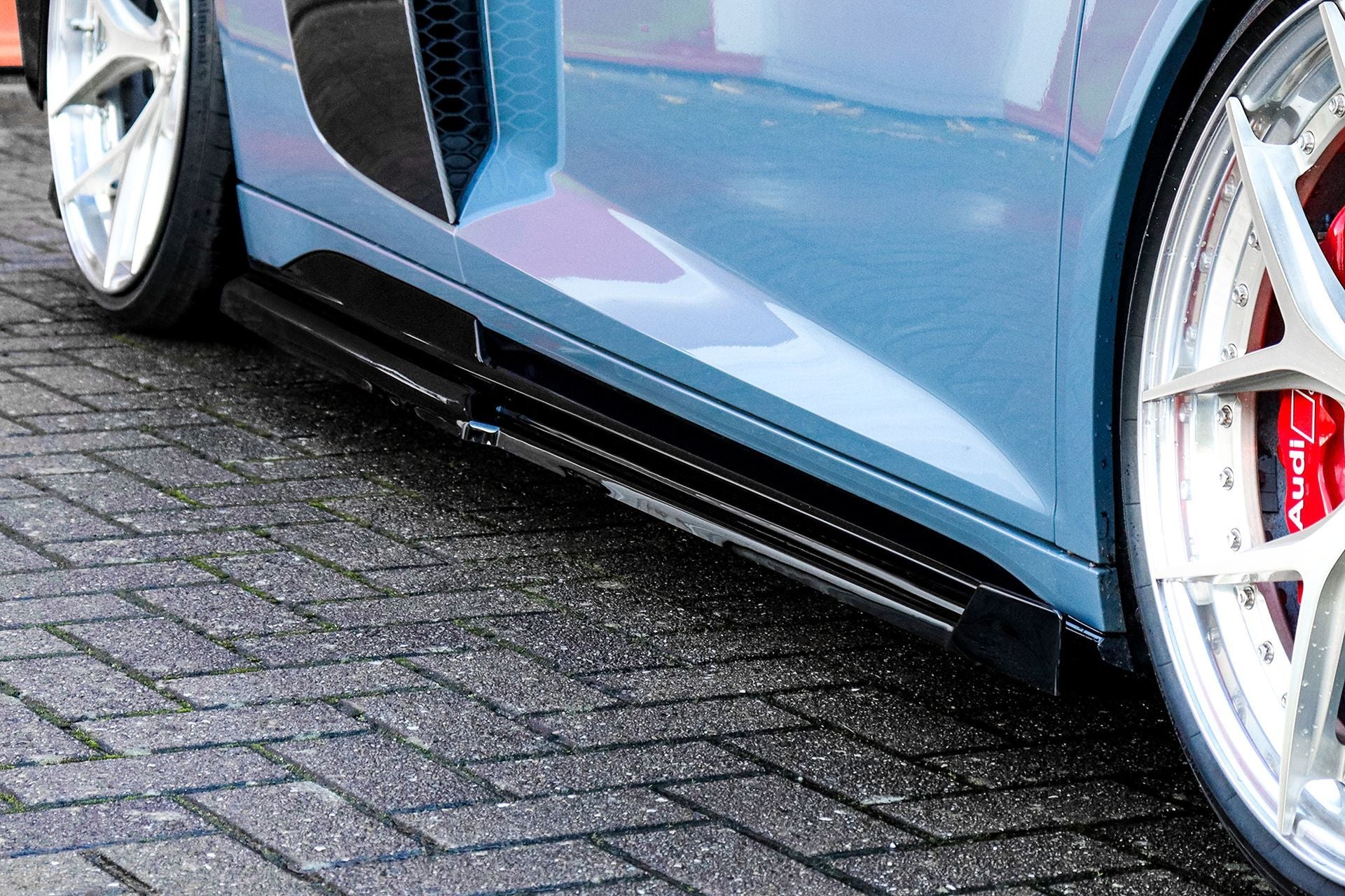 Cup Seitenschweller mit Wings vorne für Audi R8 4S Facelift ab Bj. 2019 - Schwarz Matt
