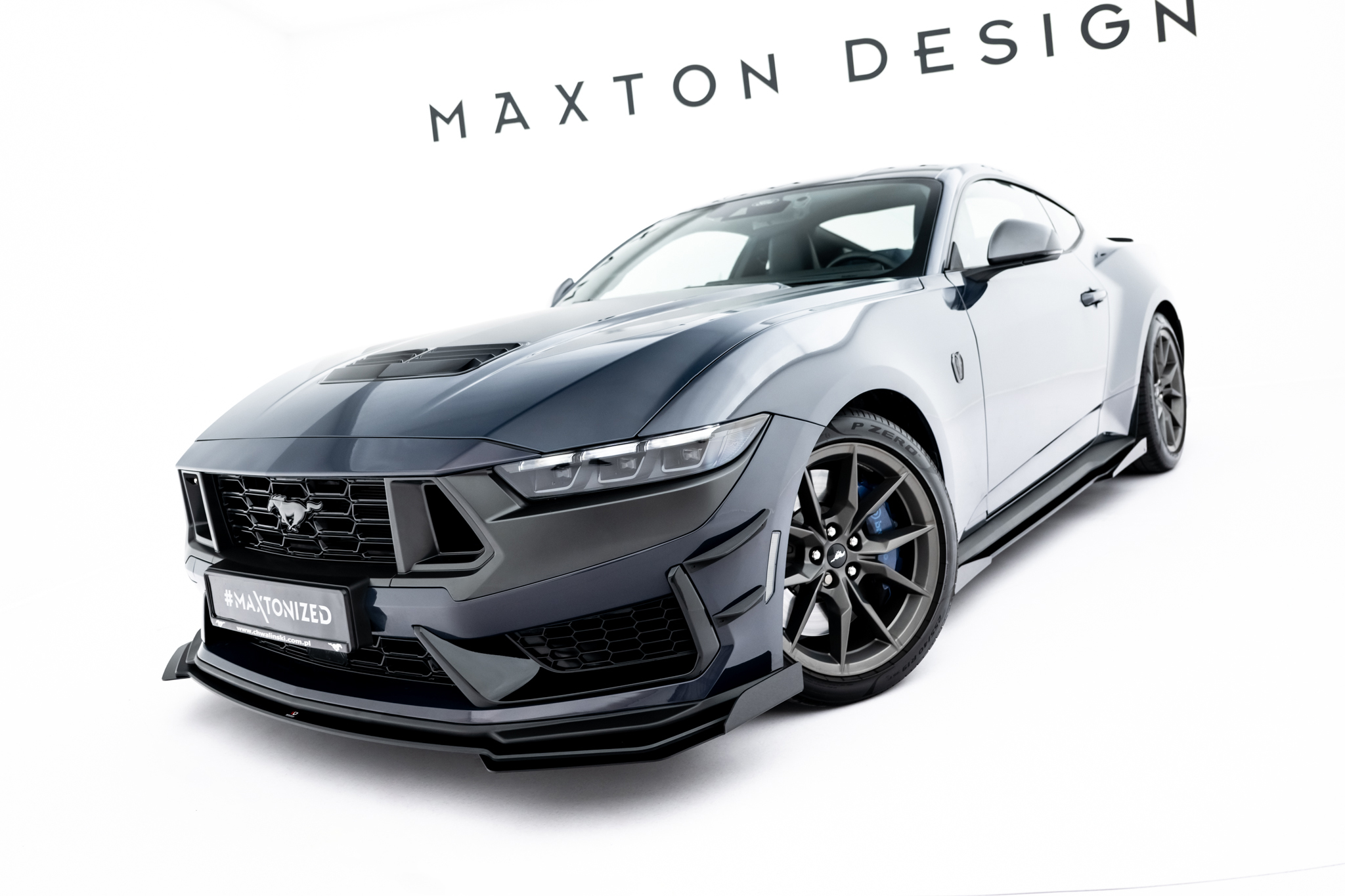 Front Stoßstange Flaps passend für Ford Mustang Dark Horse Mk7 schwarz Hochglanz