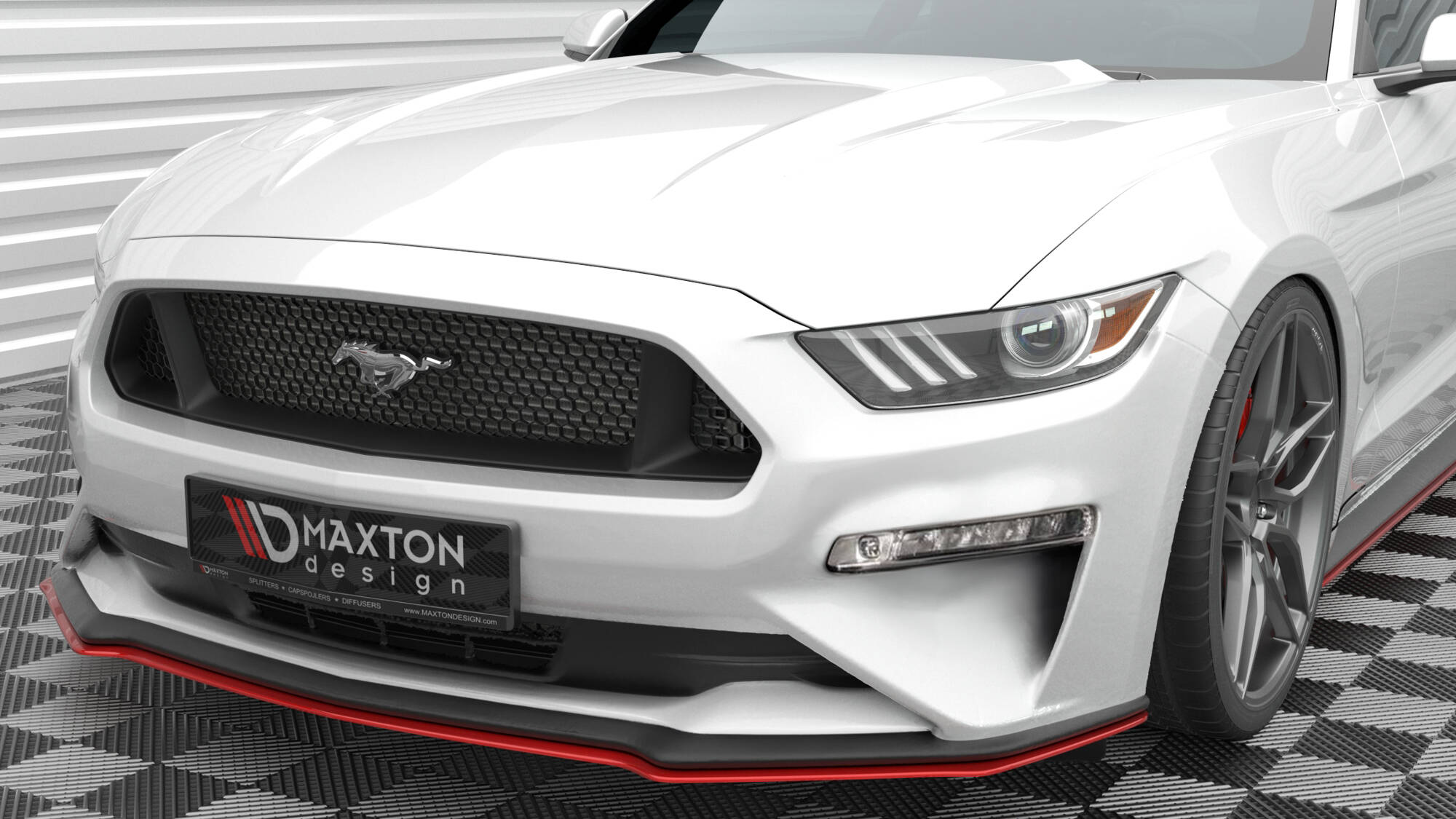 Street+ Spoilerlippe Front Ansatz V.2 passend für Ford Mustang Mk6 FL rot Hochglanz