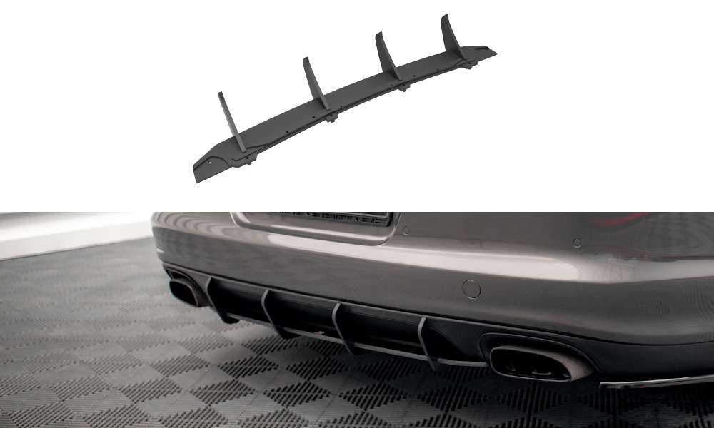 Street Pro Heckschürze Heck Ansatz Diffusor passend für Porsche Panamera / Panamera Diesel 970 schwarz-rot