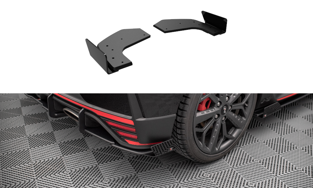 Street Pro Heck Ansatz Diffusor + Flaps passend für Hyundai I20 N Mk3 rot+ Hochglanz Flaps