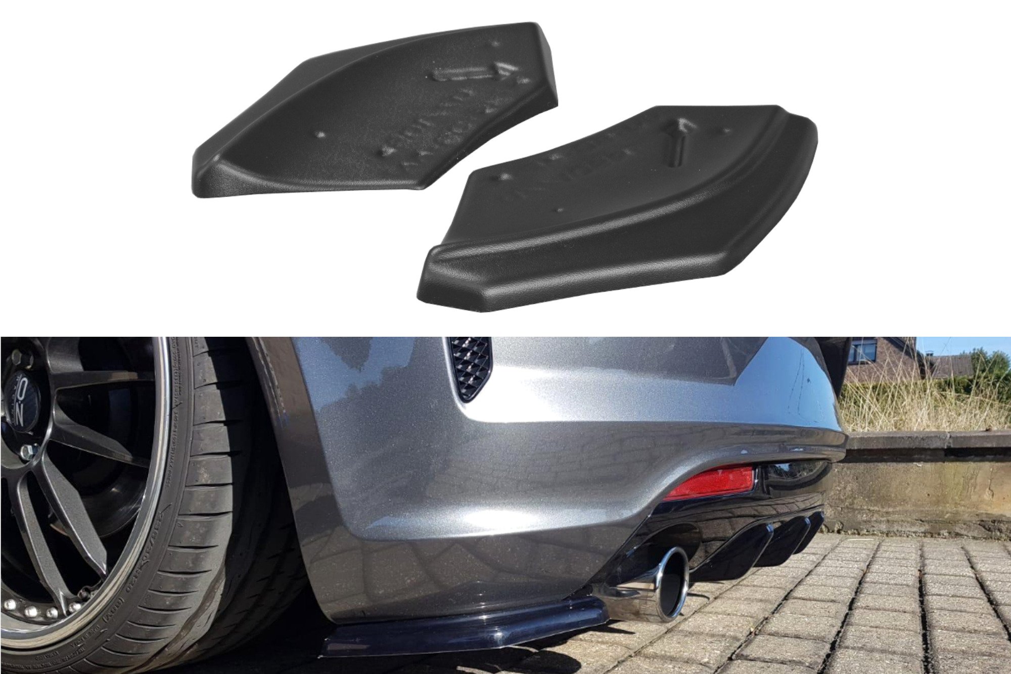 Heck Ansatz Flaps Diffusor für VW Scirocco R Mk3 Facelift schwarz Hochglanz
