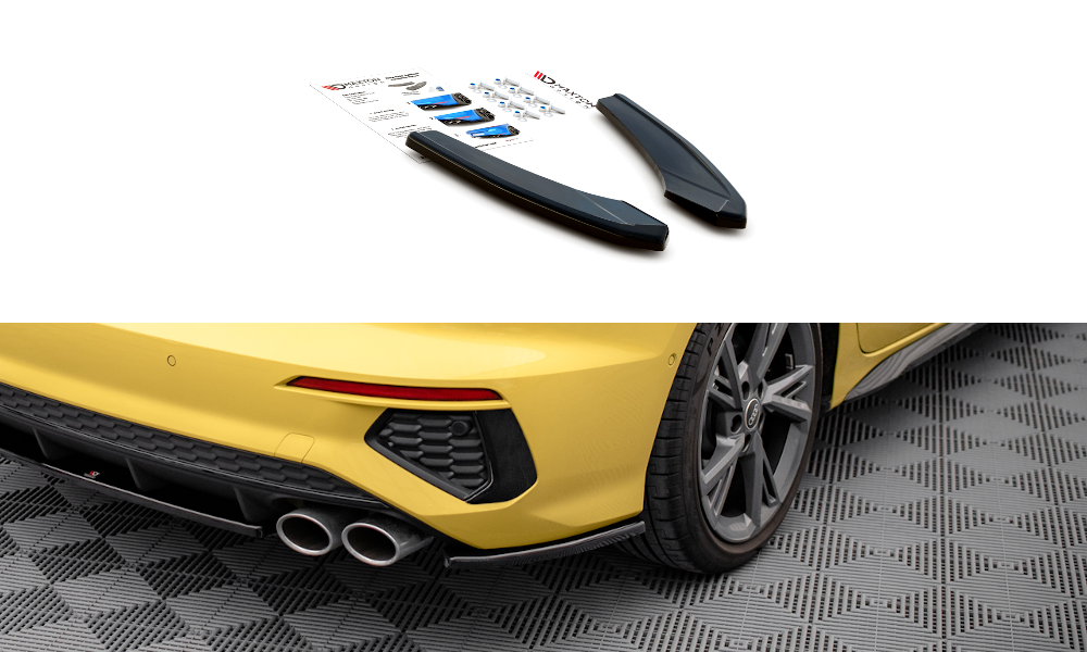 Street+ Heck Ansatz Flaps passend für Audi S3 Limousine 8Y schwarz Hochglanz