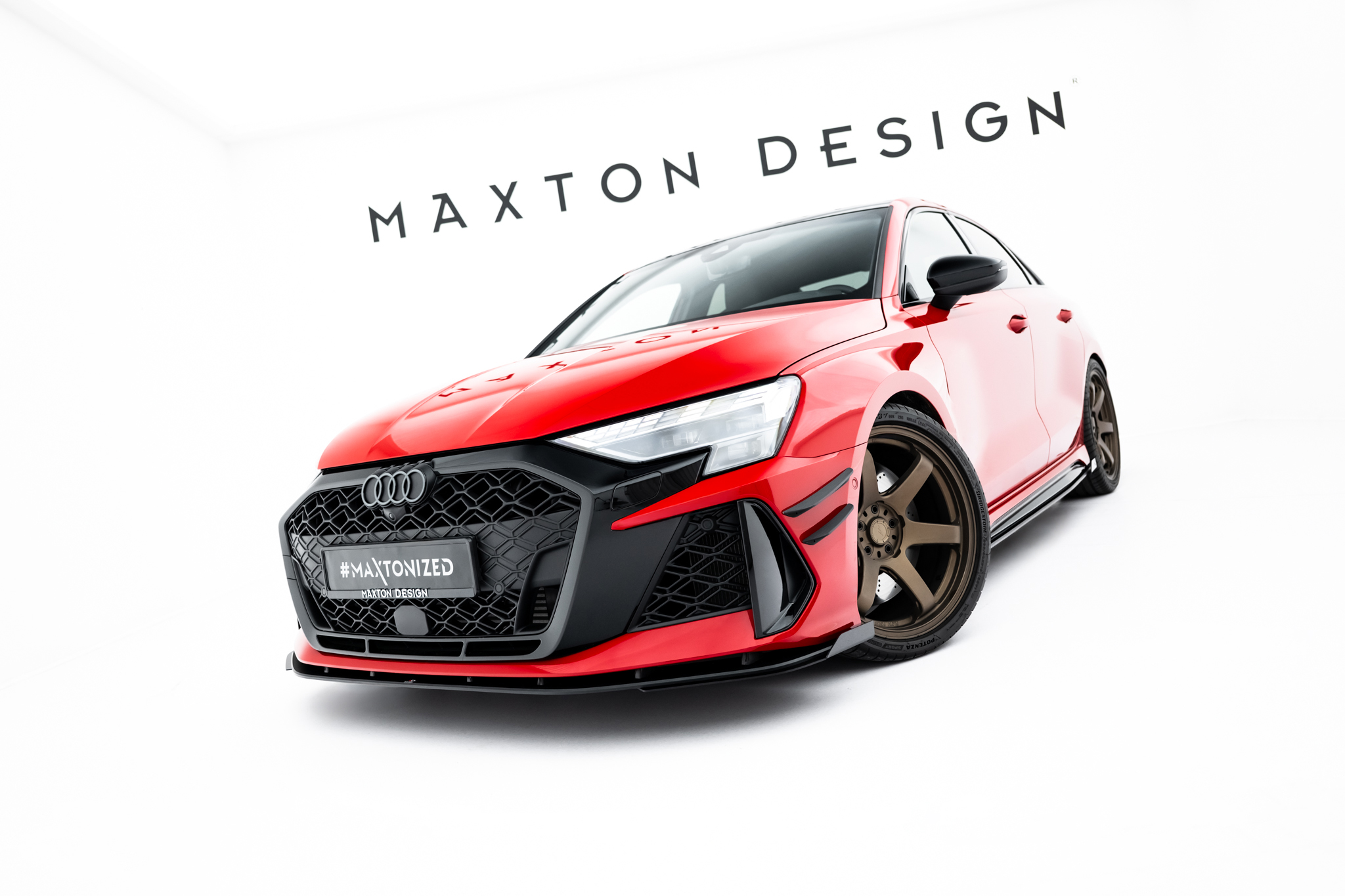 Street Pro Spoilerlippe Front Ansatz + Flaps passend für Audi RS3 Sportback 8Y FL schwarz Hochglanz