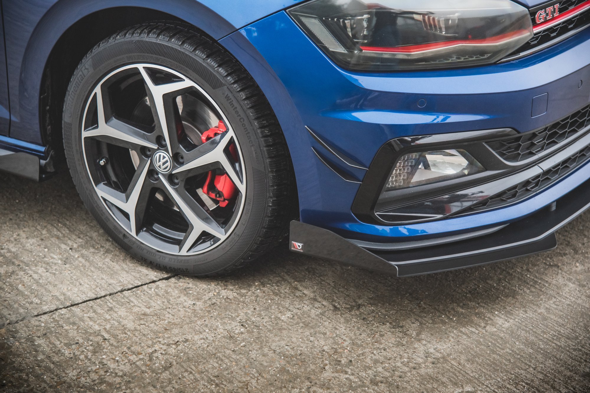 Street Pro Spoilerlippe Front Ansatz passend für VW Polo GTI Mk6 rot+ Hochglanz Flaps