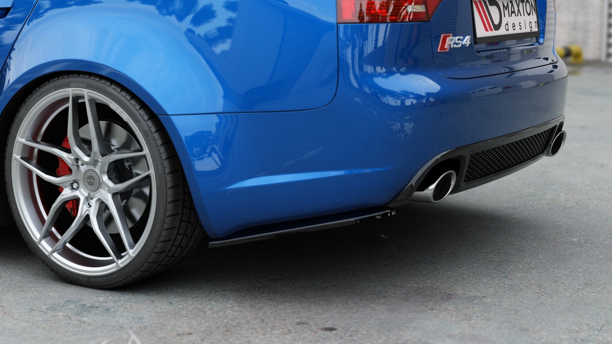 Heck Ansatz Flaps Diffusor V.1 für Audi RS4 Limousine B7 schwarz Hochglanz