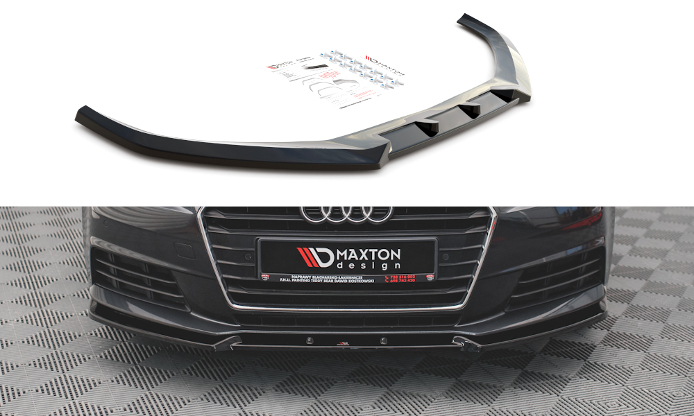 Street+ Spoilerlippe Front Ansatz V.1 passend für Audi A4 B9 schwarz Hochglanz