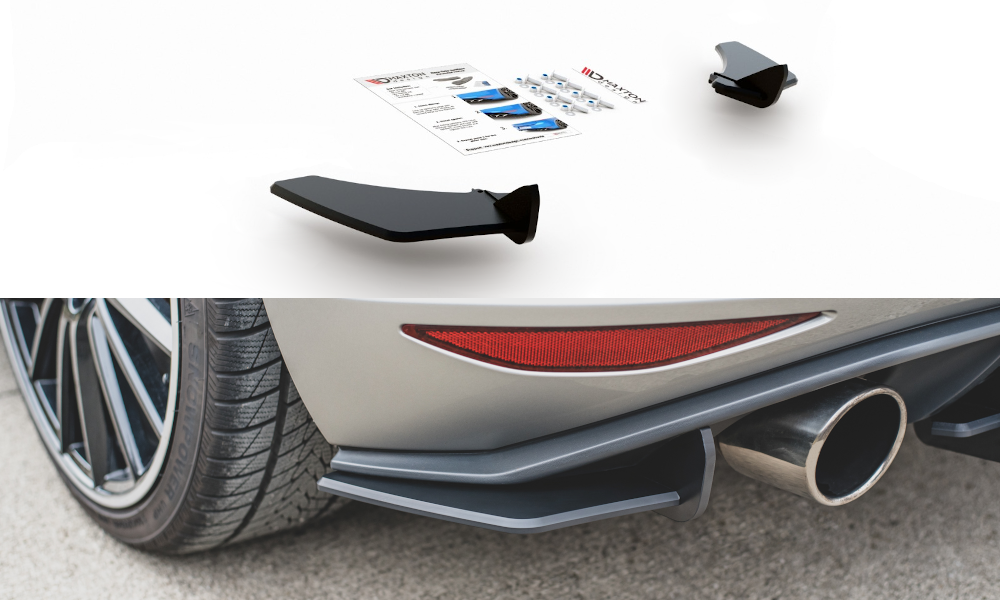 Street Pro Heck Ansatz Flaps V.1 L + R passend für VW Golf 7 GTI schwarz-rot