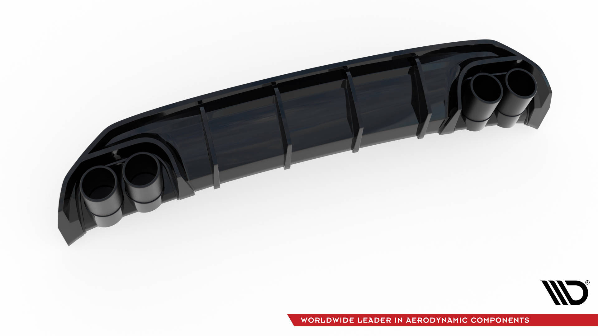 Street+ Heck Ansatz Diffusor + Endrohre chrom passend für Audi A3 S-Line Sportback 8Y schwarz Hochglanz