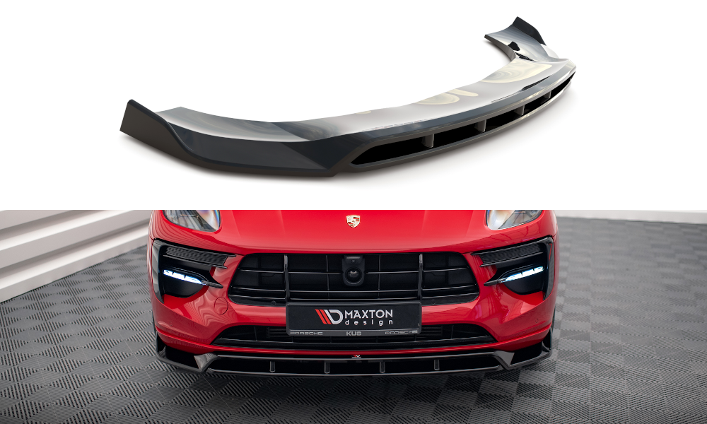 Street+ Spoilerlippe Front Ansatz V.2 passend für Porsche Macan GTS / Sport Design Mk1 FL schwarz Hochglanz
