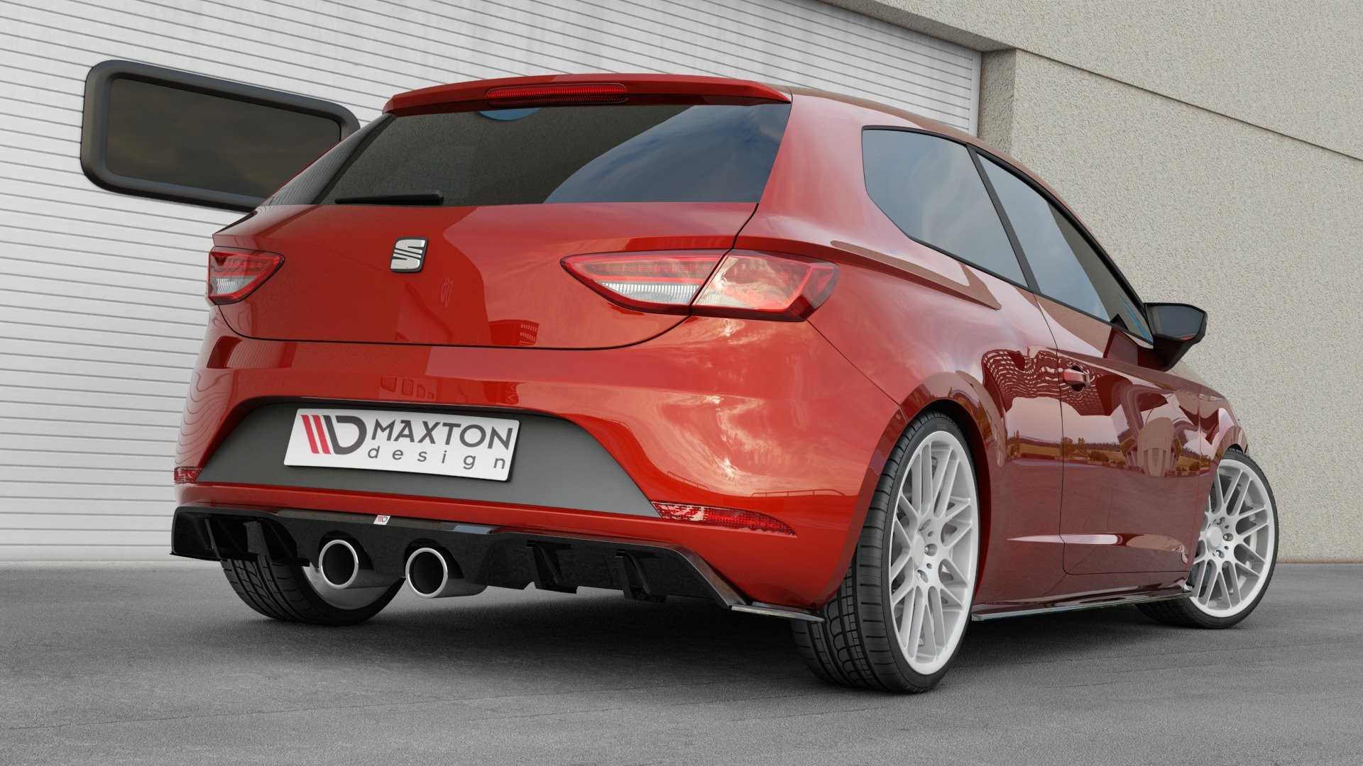 Diffusor Heck Ansatz V.2 für Seat Leon Cupra Hatchback Mk3 Facelift schwarz Hochglanz