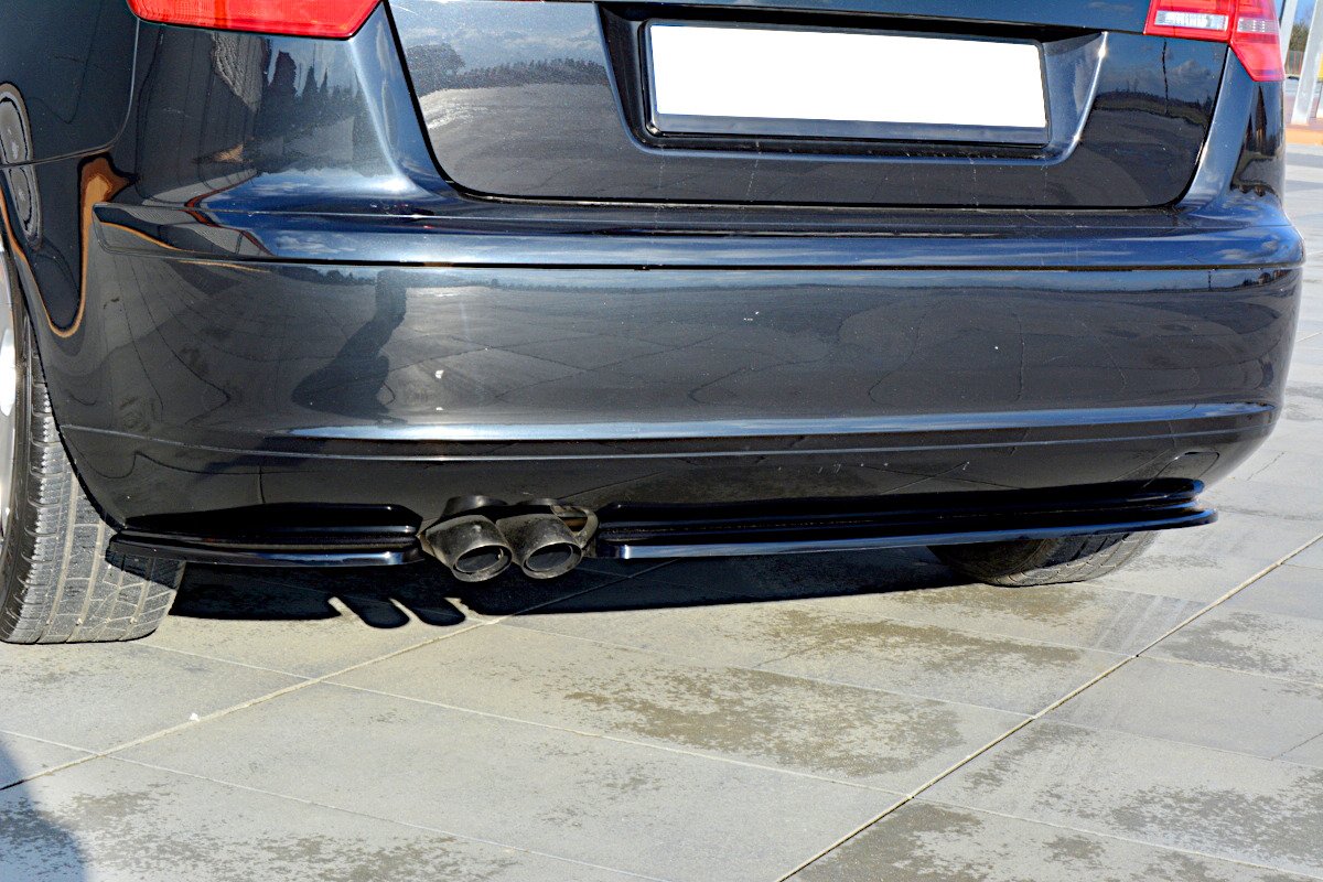 Splitter / Diffusor Heck Ansatz für Audi A3 Sportback 8P / 8P Facelift schwarz Hochglanz