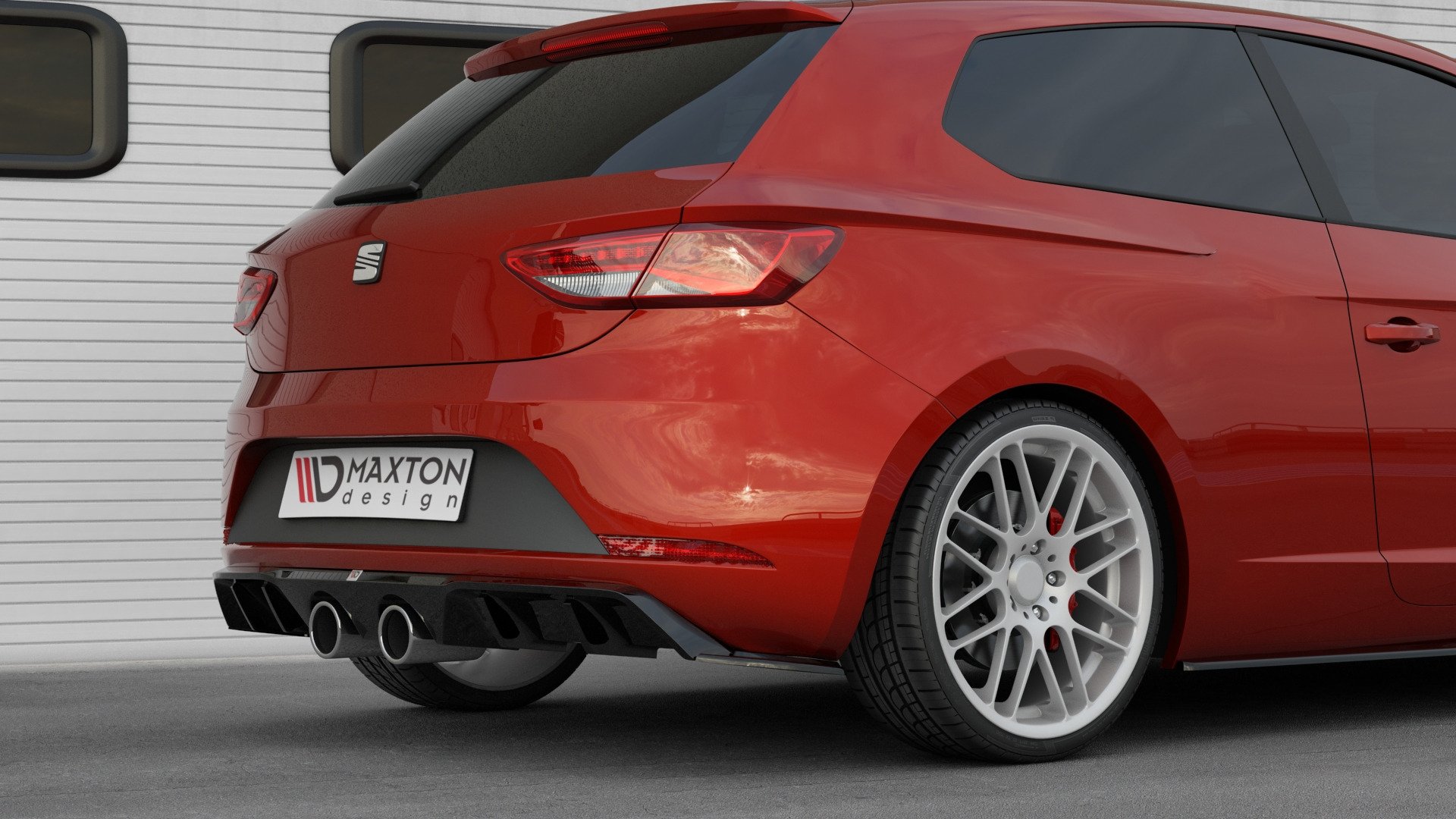 Diffusor Heck Ansatz V.2 für Seat Leon Cupra Hatchback Mk3 Facelift schwarz Hochglanz