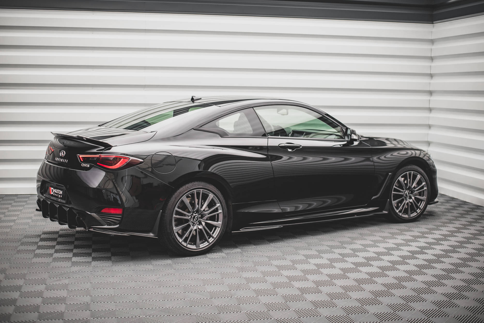 Seitenschweller Ansatz Paar passend für Infiniti Q60 S Mk2 schwarz Hochglanz