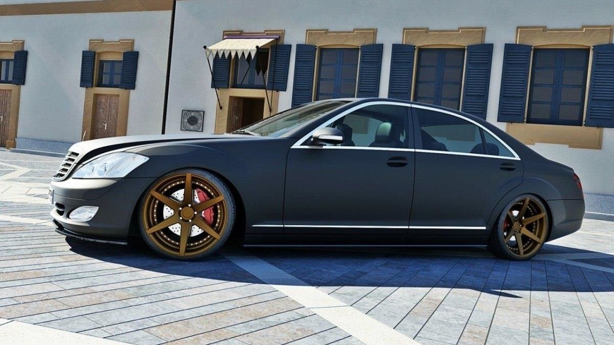 Street+ Seitenschweller Leisten passend für Mercedes S-Klasse W221 LONG schwarz Hochglanz