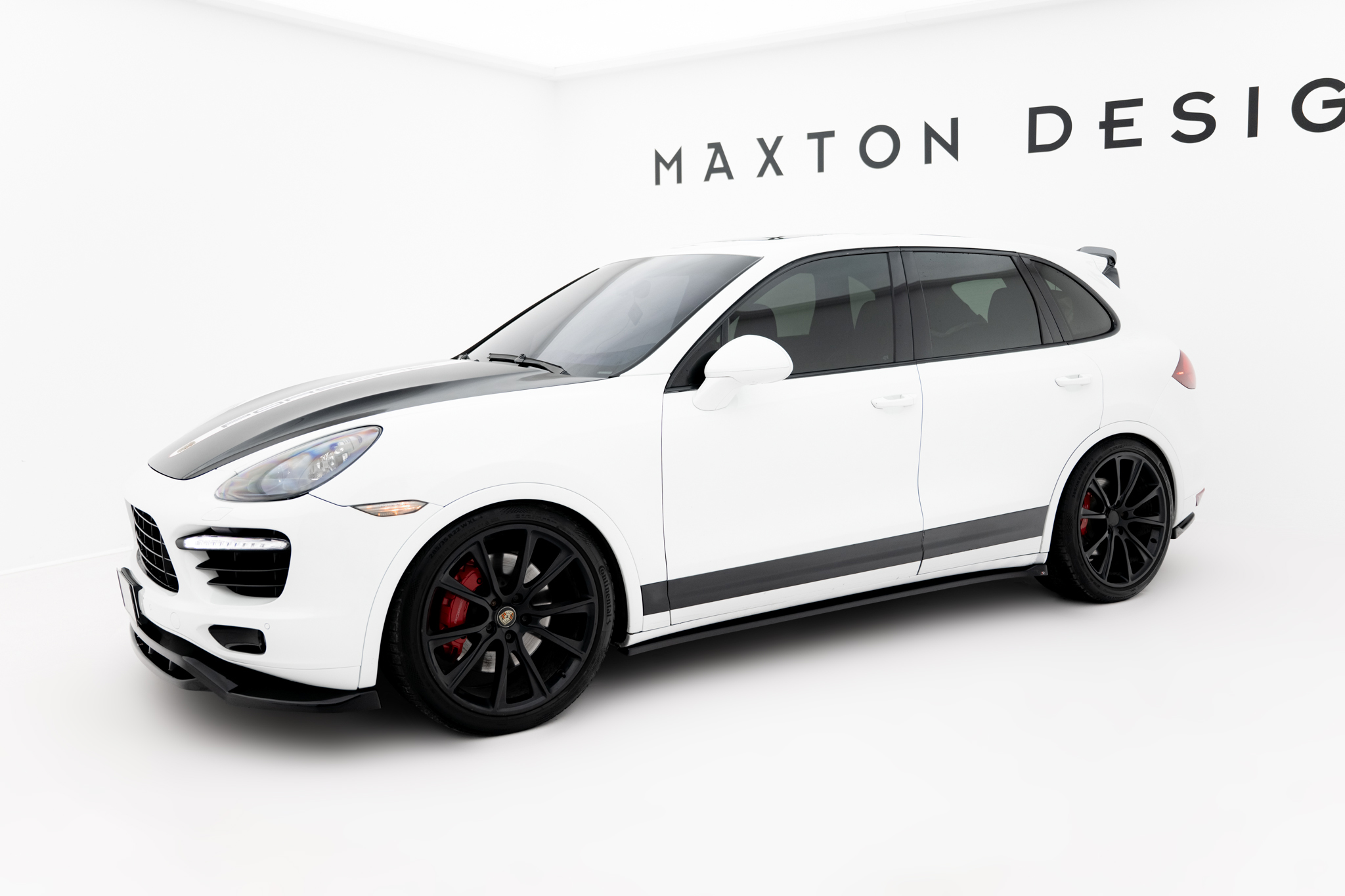 Street+ Seitenschweller Leisten passend für Porsche Cayenne Turbo / Standard Mk2 schwarz Hochglanz