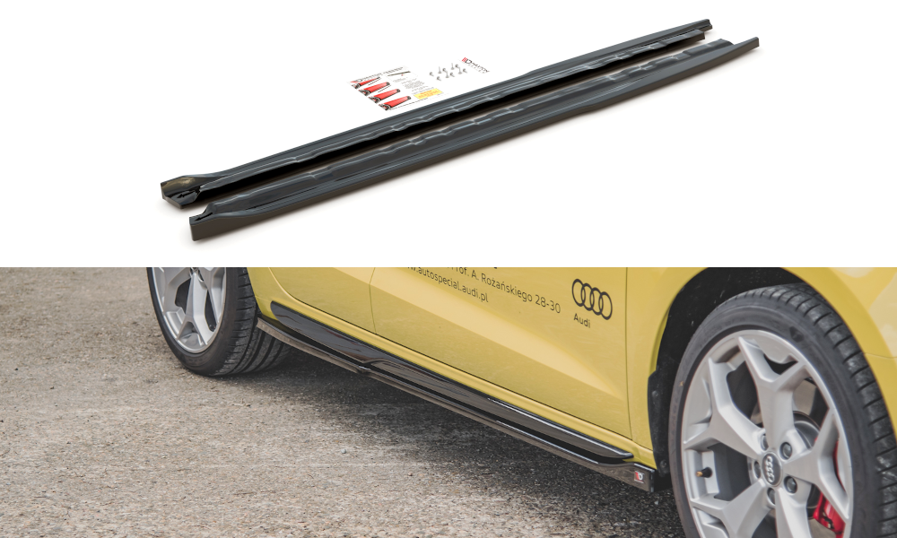 Seitenschweller Ansatz für Audi A1 S-Line GB schwarz Hochglanz