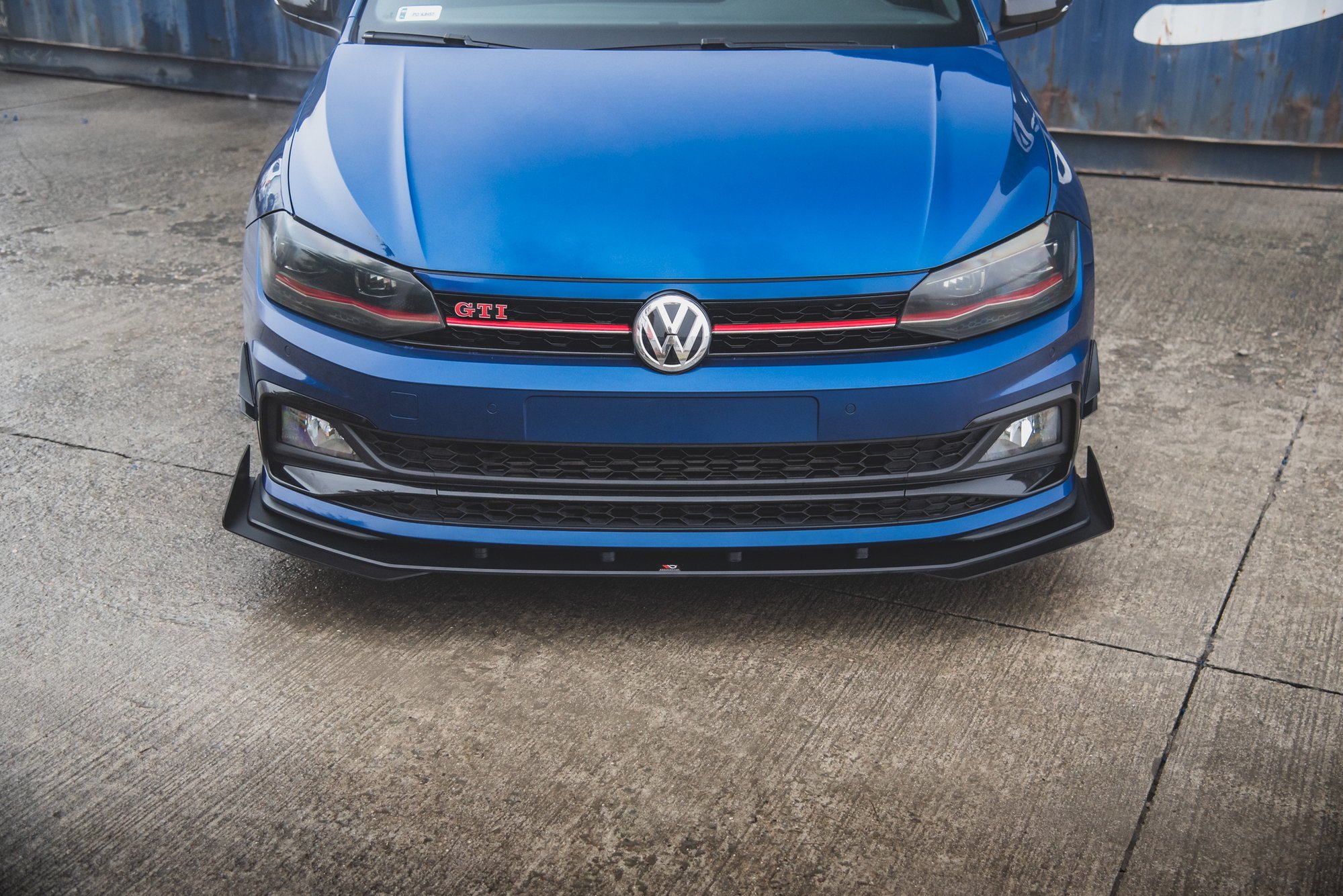 Street Pro Spoilerlippe Front Ansatz + Flaps passend für VW Polo GTI Mk6 schwarz Hochglanz