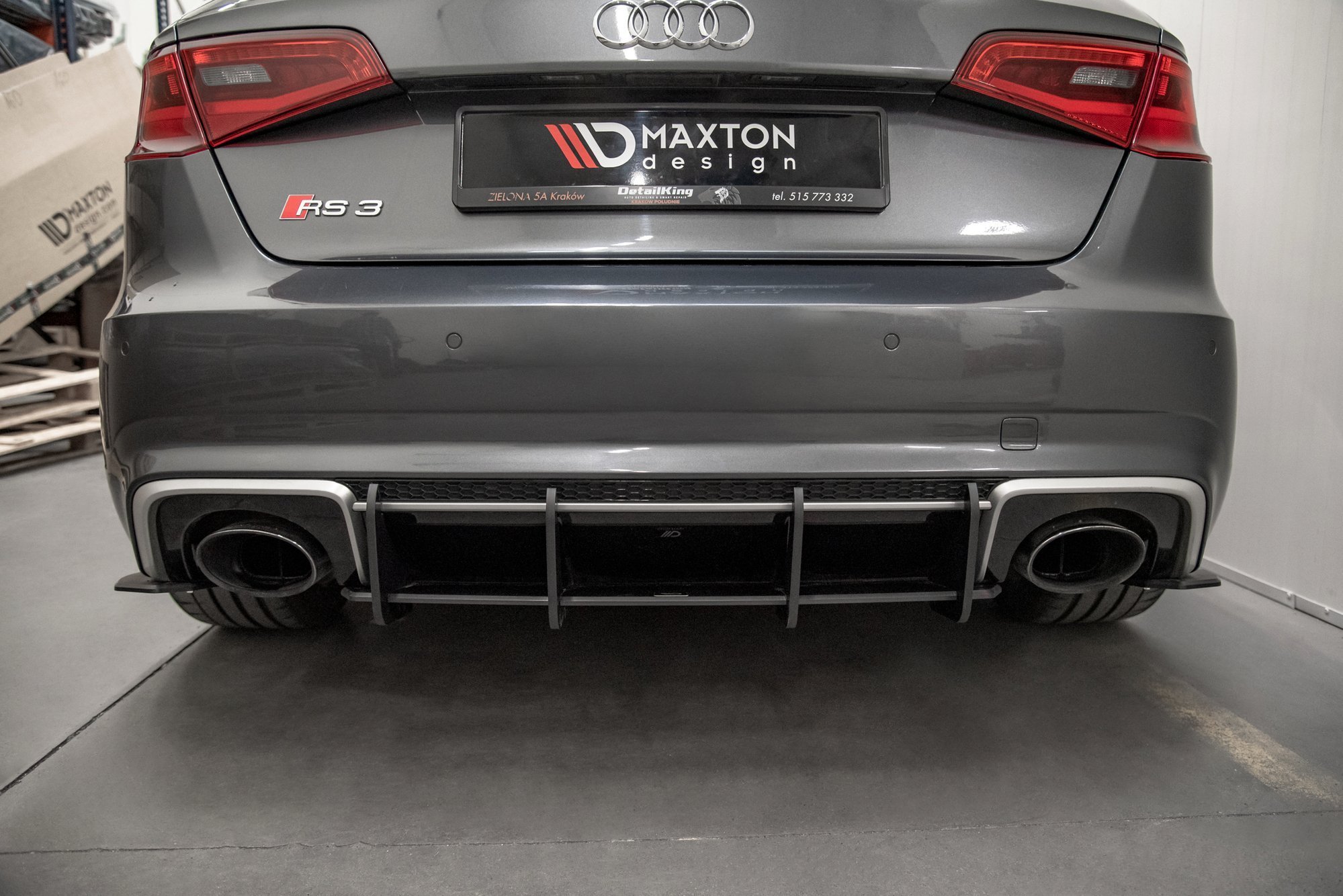 Street Pro Heckschürze Heck Ansatz Diffusor V.1 passend für Audi RS3 8V Sportback schwarz-rot