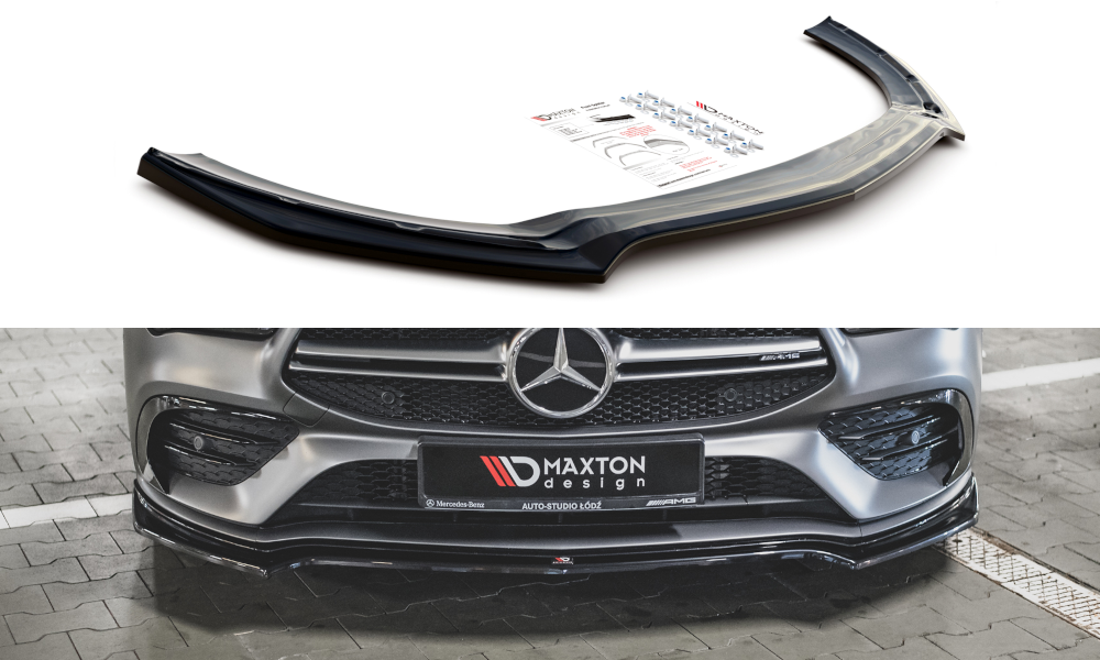 Street+ Spoilerlippe Front Ansatz V.1 passend für Mercedes-AMG CLA 35 Aero C118 schwarz Hochglanz