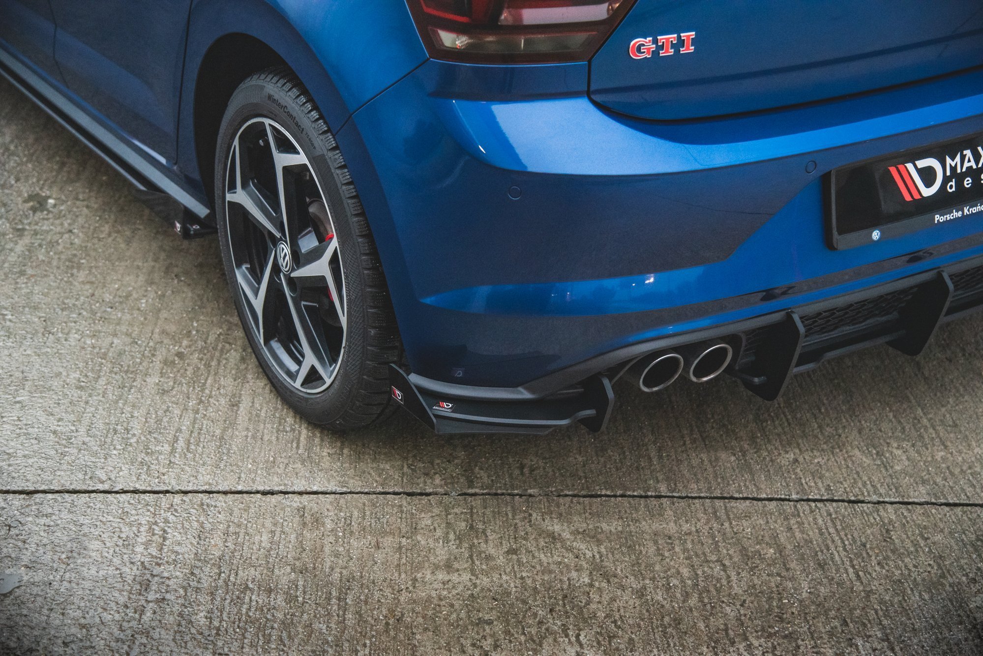 Street Pro Heck Ansatz Diffusor + Flaps passend für VW Polo GTI Mk6 schwarz Hochglanz