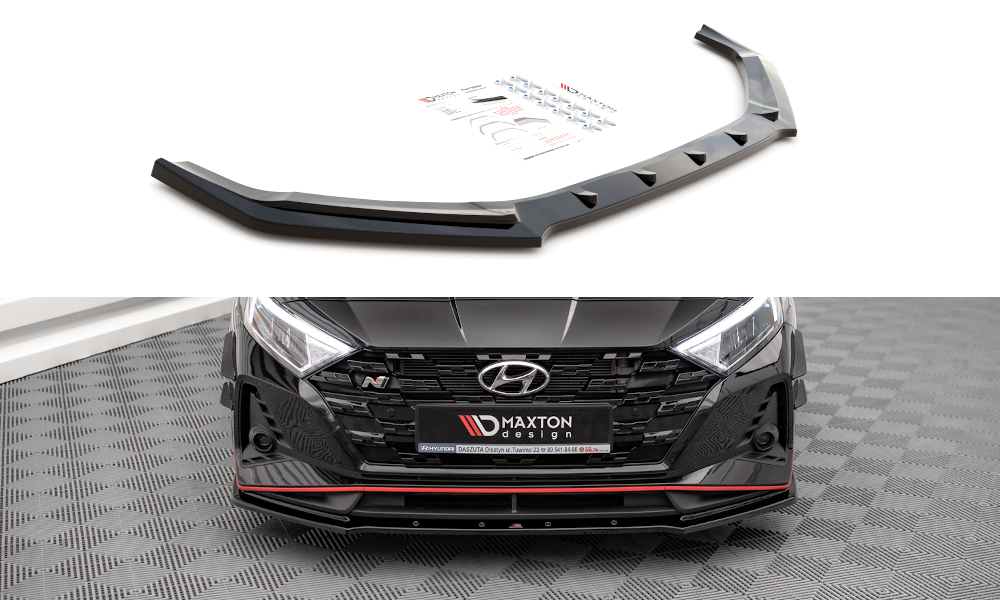 Street+ Spoilerlippe Front Ansatz V.1 passend für Hyundai I20 N Mk3 schwarz Hochglanz