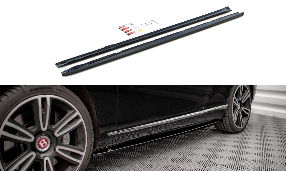 Seitenschweller Ansatz Paar passend für Bentley Continental GT V8 S Mk2 schwarz Hochglanz