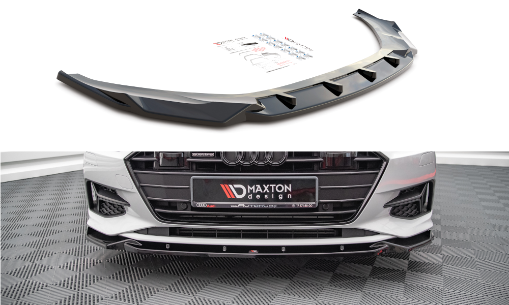 Street+ Spoilerlippe Front Ansatz V.2 passend für Audi A7 C8 schwarz Hochglanz