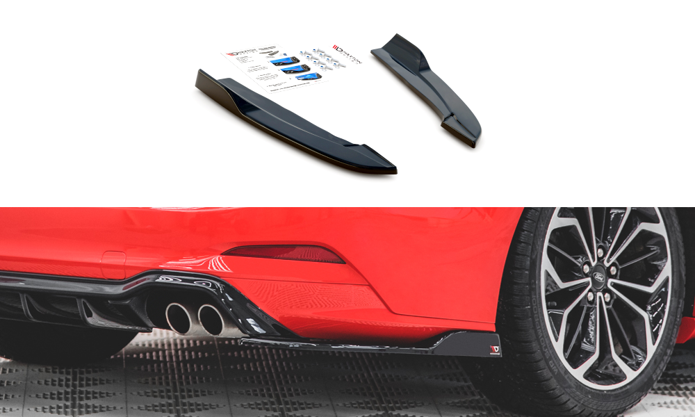 Street+ Heck Ansatz Flaps V.4 passend für Ford Focus ST-Line Kombi Mk4 schwarz Hochglanz