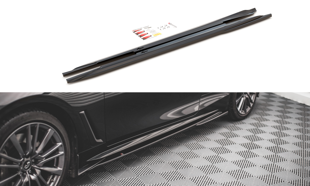 Seitenschweller Ansatz Paar passend für Infiniti Q60 S Mk2 schwarz Hochglanz