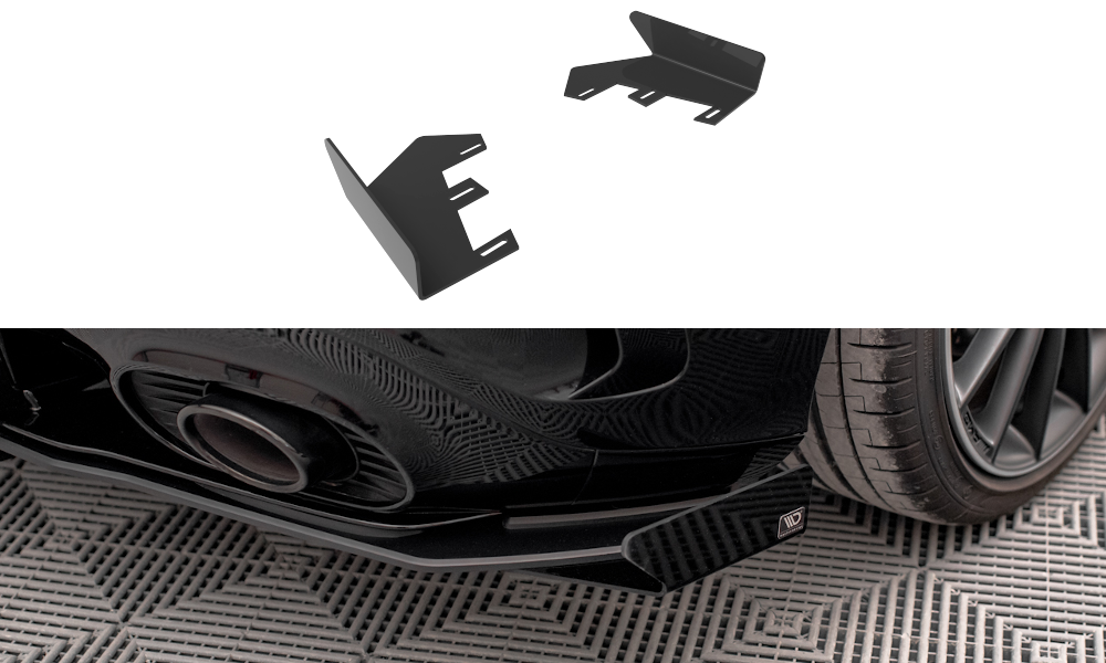 Hintere Seiten Flaps passend für Mercedes A35 AMG Hatchback Aero Pack W177 schwarz Hochglanz