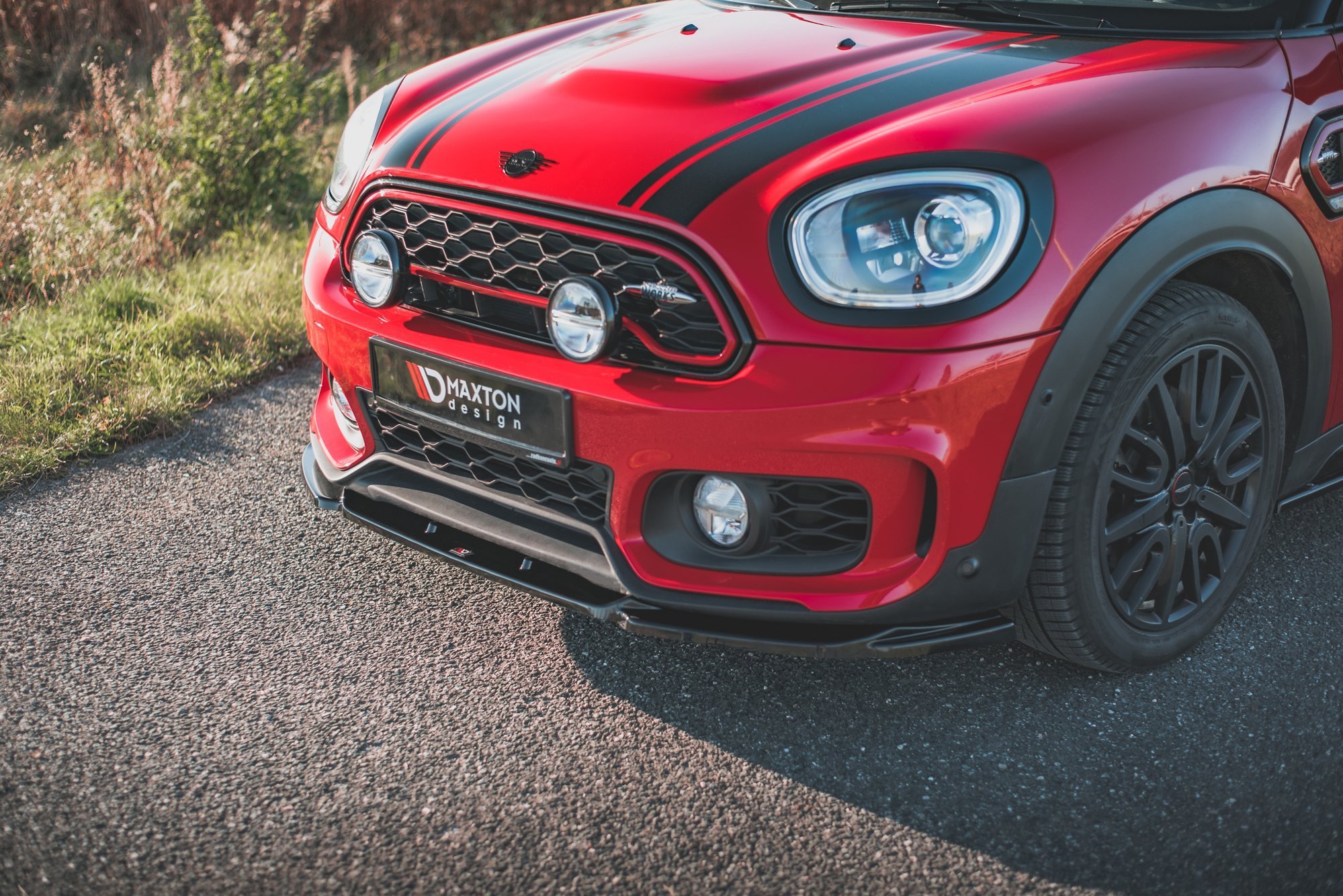 Street+ Spoilerlippe Front Ansatz V.2 passend für Mini Countryman Mk2 F60 JCW schwarz Hochglanz