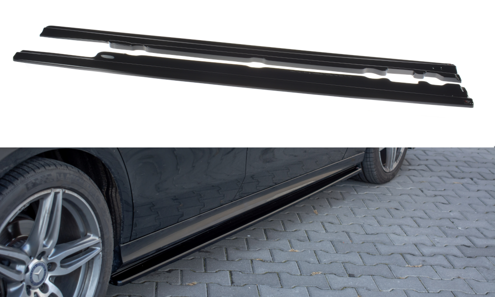 Seitenschweller Ansatz für Mercedes-Benz E43 AMG / AMG-Line Limousine / Kombi W213 / S213 schwarz Hochglanz