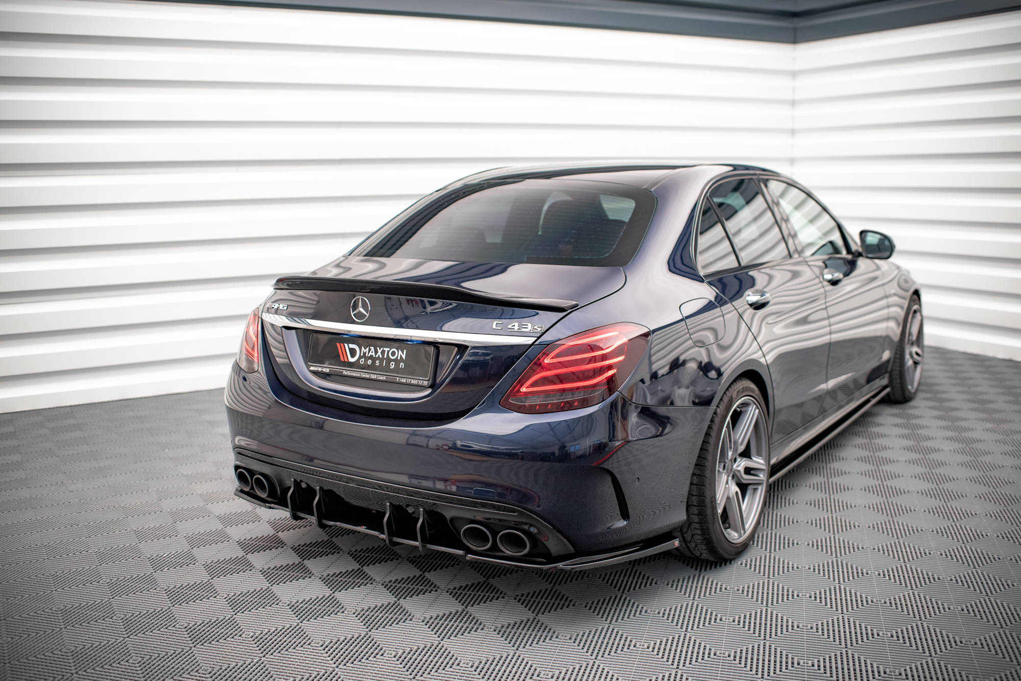 Street+ Heck Ansatz Flaps passend für Mercedes-AMG C 43 Limousine W205 FL schwarz Hochglanz